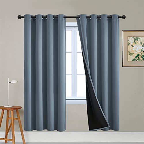 Total Blackout Curtains (52"W x 72"L (Pack of 2) / Stone Blue)