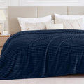 Ribbed Full Size Blanket for Bed (Navy / Full(84"x90"))