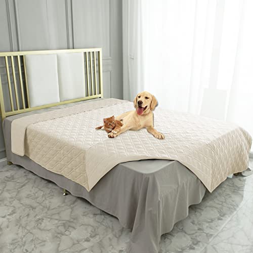Waterproof Blanket Reversible Dog Bed Cover Pet Blanket for Furniture Bed Couch Sofa (82x120 Inch (Pack of 1) / Ivory)
