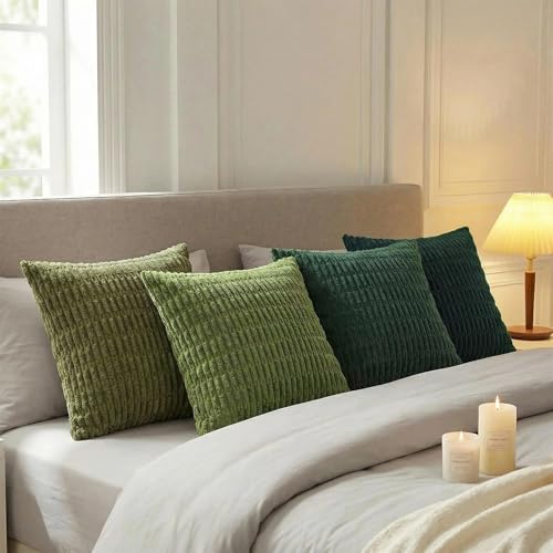 4 Packs Decorative Throw Pillow Covers for Living Room Couch Bed (16" x 16" (Pack of 4) / Green Series)