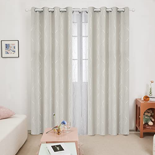 Living Room Curtains 108 Inch Long (Light Beige/Wave Dots / 52"W x 108"L (Pack of 2))