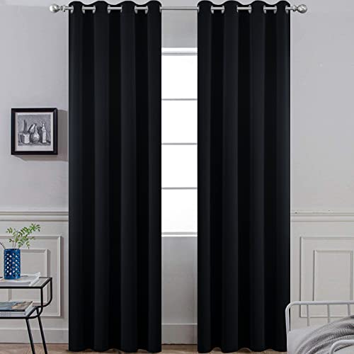 Room Darkening Curtains 52x84 inch Length Black (Black / 52"W x 84"L (Pack of 2))
