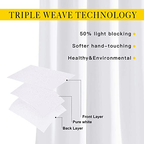 White Kitchen Curtains 36 inches Long (White / 52"W x 36"L (Pack of 2))