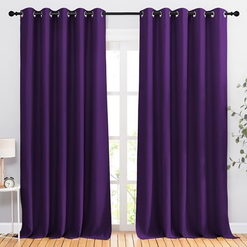 Bedroom Blackout Curtains & Drapes (Royal Purple / 66"W x 102"L (Pack of 2))