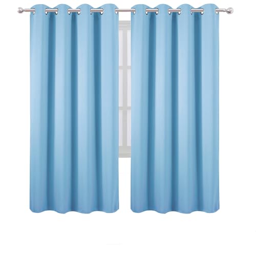 Blackout Curtains 66 x 72 Inch Long Sky Blue Curtains Set of 2 Panels Room Darkening Curtains for Bedroom and Living Room (Sky Blue / 66"W x 72"L (Pack of 2))