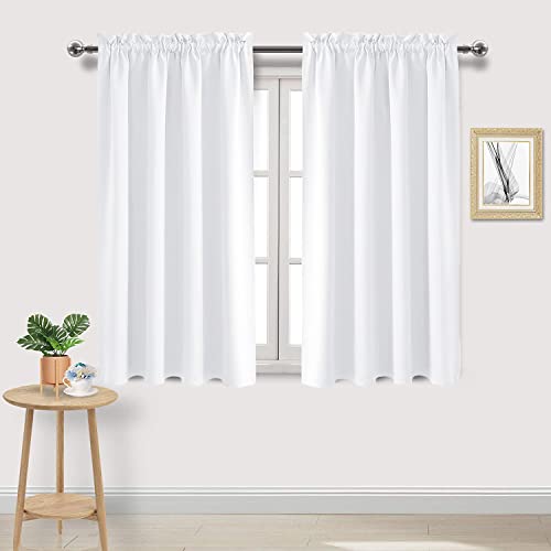 White Curtains 50% Light Blocking for Living Room 45 Inch 2 Panels (Pure White / 52"W x 45"L (Pack of 2))