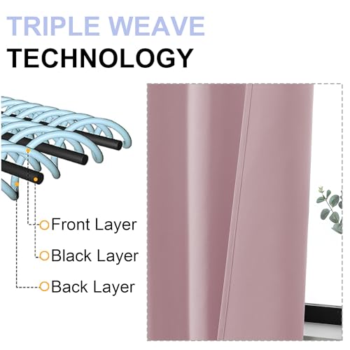 Ava Blush Blackout Curtains for Bedroom (Blush / 40"W x 72"L (Pack of 2))