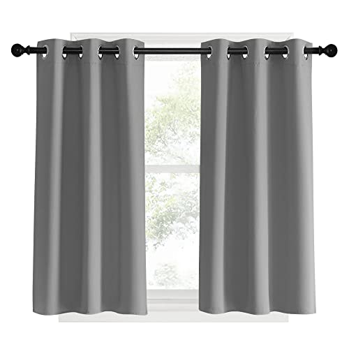 Room Darkening Kitchen Curtains (Silver Gray / 34"W x 40"L (Pack of 2))
