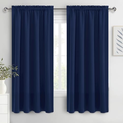 Blackout Curtains for Bedroom 42 x 63 Inch Long Navy Blue 2 Panels (Navy Blue / 42"W x 63"L (Pack of 2))