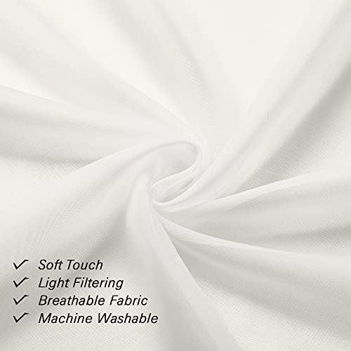 Short Sheer Curtains 54 Inches Length 2 Panels (Ivory / 40"W x 54"L (Pack of 2))