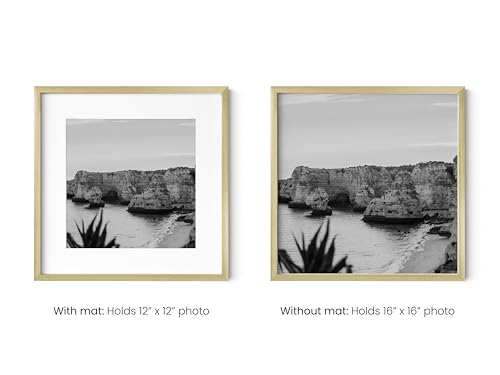 16x16 Gold Metal Picture Frames Matted to 12x12 (Set of 03 / Gold Metal / 16x16 in)
