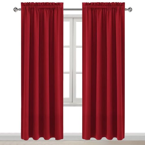 Blackout Curtains for Bedroom Living Room 38 x 84 Inch Long Red (Red / 38"W x 84"L (Pack of 2))