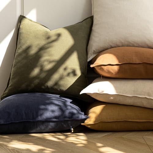 Linen Solid Decorative Throw Pillow Covers 26x26 Olive Green (26" x 26" (Pack of 2) / Olive Green)