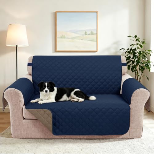 Oversized Loveseat Couch Cover for Dogs (Navy/Camel / Loveseat - Oversized (54"))