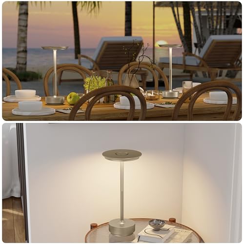 2 Pack Rechargeable Table Lamps Cordless (Champagne Gold-2)