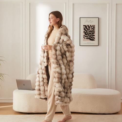 Soft Bubble Faux Fur Throw Blanket (Tie-dye Brown / 60“x80”)