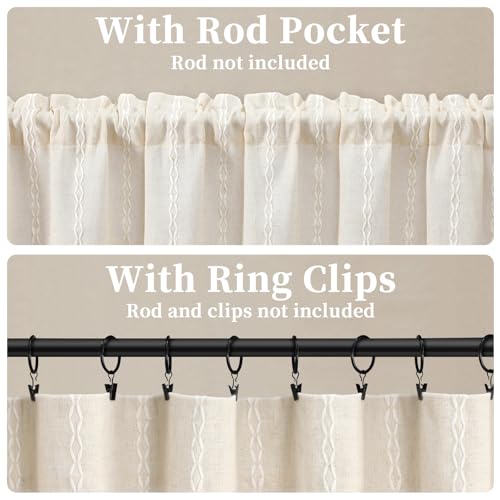 Boho Kitchen Valance for Windows (Light Beige / 52"W x 18"L (Pack of 1))