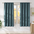 Greyish Blue Room Darkening Rod Pocket Curtains 63 inch Length (Linen Greyish Blue / 42"W x 63"L (Pack of 2))