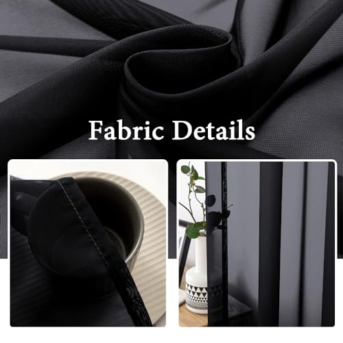 2 Panels Sheer Curtains for Living Room 54 X 90 Inches Black (Black / 54"W x 90"L (Pack of 2))