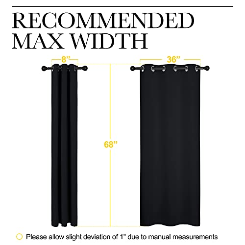 Black Blackout Curtains for Bathroom 42" Wide x 68" Long 2 Panels (Black / 42"W x 68"L (Pack of 2))