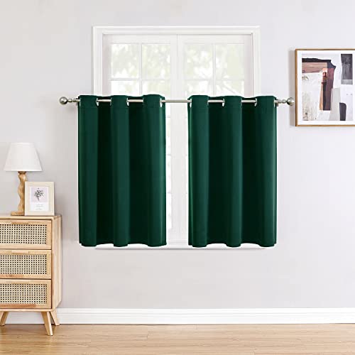 Short Blackout Curtains for Bedroom 36 Inches Long (34"W x 36"L (Pack of 2) / Forest Green)