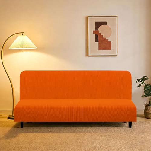 Stretch Futon Cover Armless Bed Slipcover (Orange / Futon)