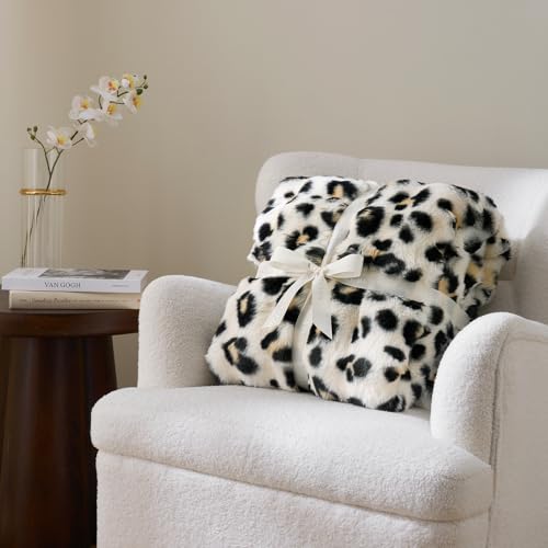Leopard Print Faux Fur Throw Blanket for Couch (Leopard / Throw(50" x 60"))
