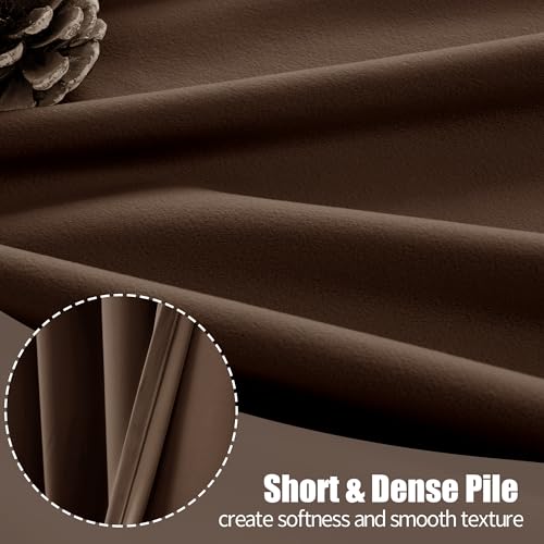 Brown Velvet Curtains 84 Inch Length Living Room Blackout Drapes (Brown / 52"W x 84"L (Pack of 2))