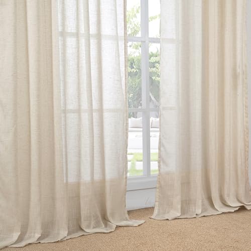 Long Linen Curtains 102 Inch Length for Living Room Window (Natural / 52"W x 102"L (Pack of 2))