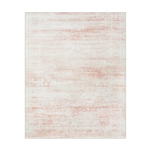 Pink Washable Rugs 4x6 Area Rugs for Living Room (4' x 6' (Rectangular) / Pink-white)