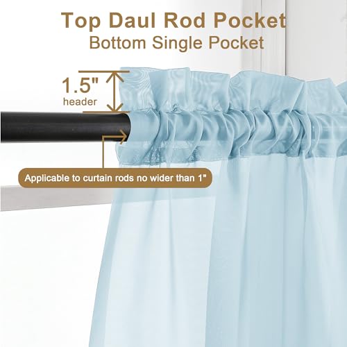 Sheer Sky Blue Curtains 90 inches Long 2 Panels (Sky Blue / 42"W x 90"L (Pack of 2))
