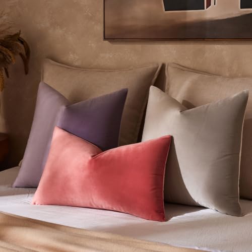 16x16 Velvet Throw Pillow Covers Set of 2 for Couch Sofa Bed (Lilac / 16" x 16" (Pack of 2))
