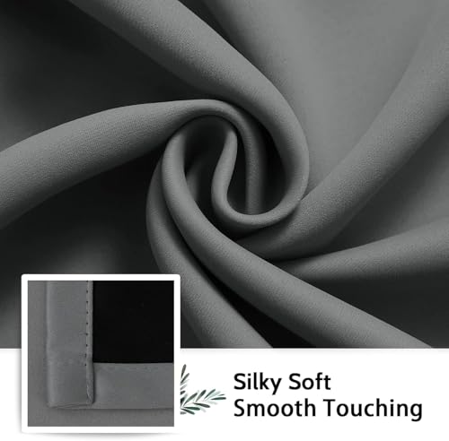 Grey 100% Blackout Curtains Room Darkening Living Room 84 Inch (Grey / 38"W x 84"L (Pack of 2))