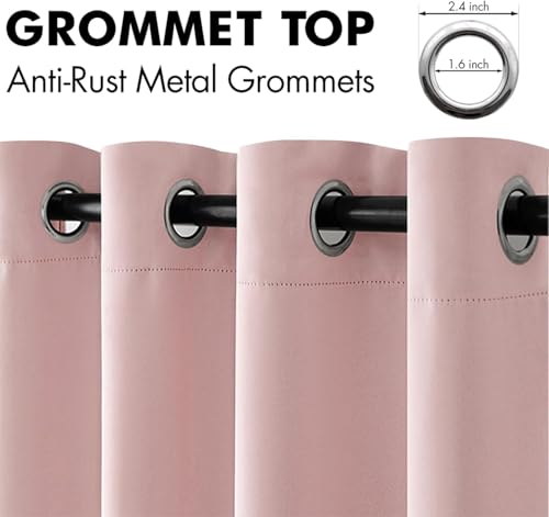 Light Pink Blackout Bedroom Curtains 63 Inch Long Light Blocking (Light Pink / 42"W x 63"L (Pack of 2))