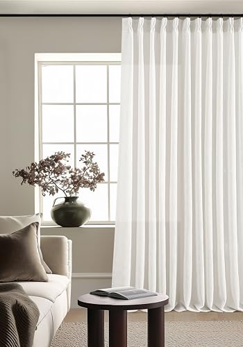 Beige White Pinch Pleat Semi Sheer Linen Curtain W70xL90 1 Panel (Beige White / 70"W x 90"L (Pack of 1))