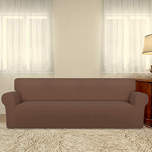Stretch Couch Covers for Sofa 4 Seater Slipcovers Brown (XX-Large 4-Seater Sofa / Brown)