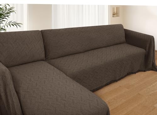 Sectional Couch Covers for Sectional Sofa L Shaped Couch Cover Blanket 2 Pieces Sofa Covers Sectional Couch Cover L Shape Furniture Protector (Chocolate / X-Large)