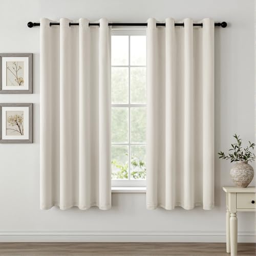 Ivory Blackout Bedroom Curtains Drapes 72 Inch Long 52"x72" (Ivory / 52"W x 72"L (Pack of 2))