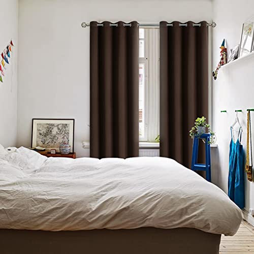 Brown Blackout Curtains for Living Room 95 Inch Long (Brown / 52"W x 95"L (Pack of 2))