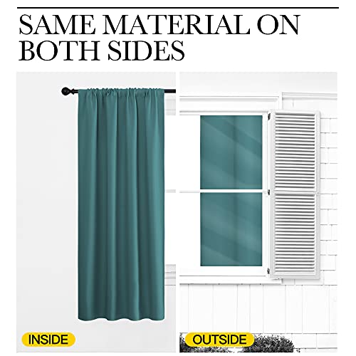 Blackout Curtains for Living Curtains (Sea Teal / 34"W x 72"L (Pack of 2))