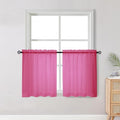 Short Hot Pink Sheer Curtains 30 Inch Length 2 Panels Set (Hot Pink / 42"W x 30"L (Pack of 2))