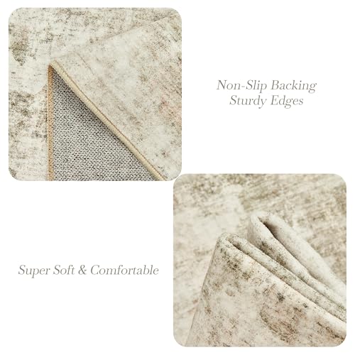10x14 Area Rugs for Living Room Washable Rug Abstract Beige (Beige/Gray / 10' x 14' (Rectangular))