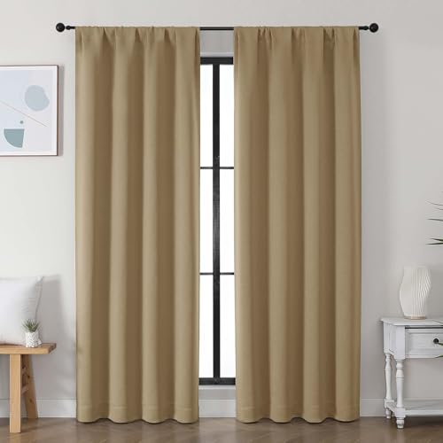 Ava Taupe Blackout Curtains for Bedroom (Taupe / 40"W x 78"L (Pack of 2))