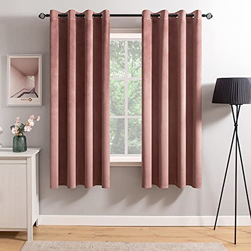 Velvet Curtains Dusty Rose Pink 52 x 63 Inch Length Set of 2 (Dusty Rose / 52"W x 63"L (Pack of 2))