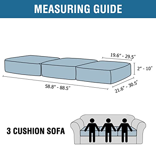 Velvet Stretch Couch Cushion Cover Plush Cushion Slipcover for Chair Loveseat Sofa Cushion Furniture Protector Seat Cushion Sofa Cover (Grey / 3 Cushion Sofa)