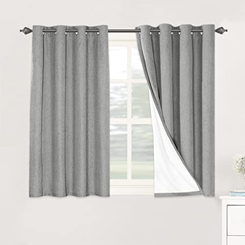 100% Blackout Linen Curtains 45" L 2 Panels Dove Gray (Dove Gray / 52"W x 45"L (Pack of 2))