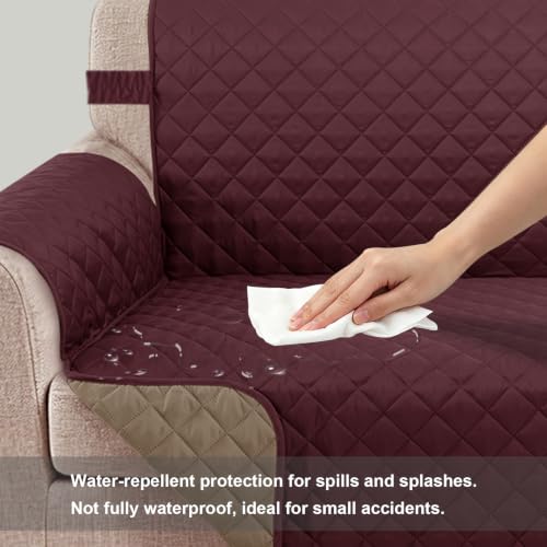Loveseat Couch Cover for Dogs (Burgundy/Camel / Loveseat - Small (45"))