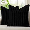 Fall Faux Fur Throw Pillow Covers 20x20 Set of 2 Black (Black / 20" x 20" (Pack of 2))