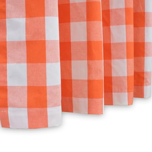 Buffalo Check Plaid Valances Gingham 1 Pack Tiers Rod Pocket Orange and White Farmhouse Short Curtains For Windows Treatment Decor Small Curtains Over Sink For Kitchen (54"W x 16"L (Pack of 1) / Orange and White)