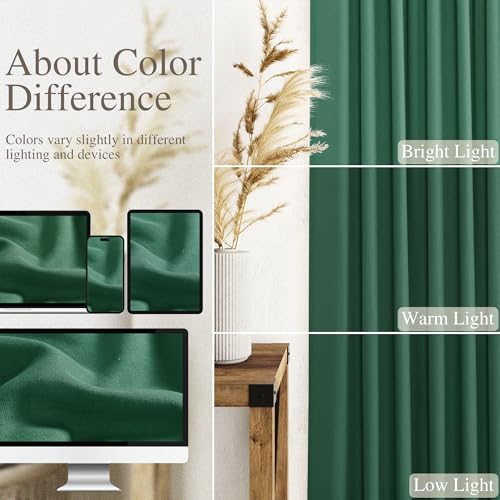 Dark Green Linen Curtains for Living Room 63 Inches Long 2 Panel Set Light Filtering Linen Drapes for Kitchen Windows Rod Pocket Back Tab Short See Through Curtain Country Farmhouse Decor 52x63 (52"W x 63"L (Pack of 2) / Dark Green)